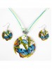 Fashion Butterfly Print Necklace and Earrings Set